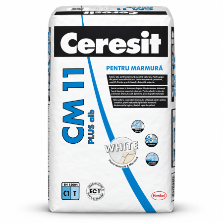 Adeziv alb Ceresit CM 11 Plus pentru marmura si piatra naturala, 25 kg